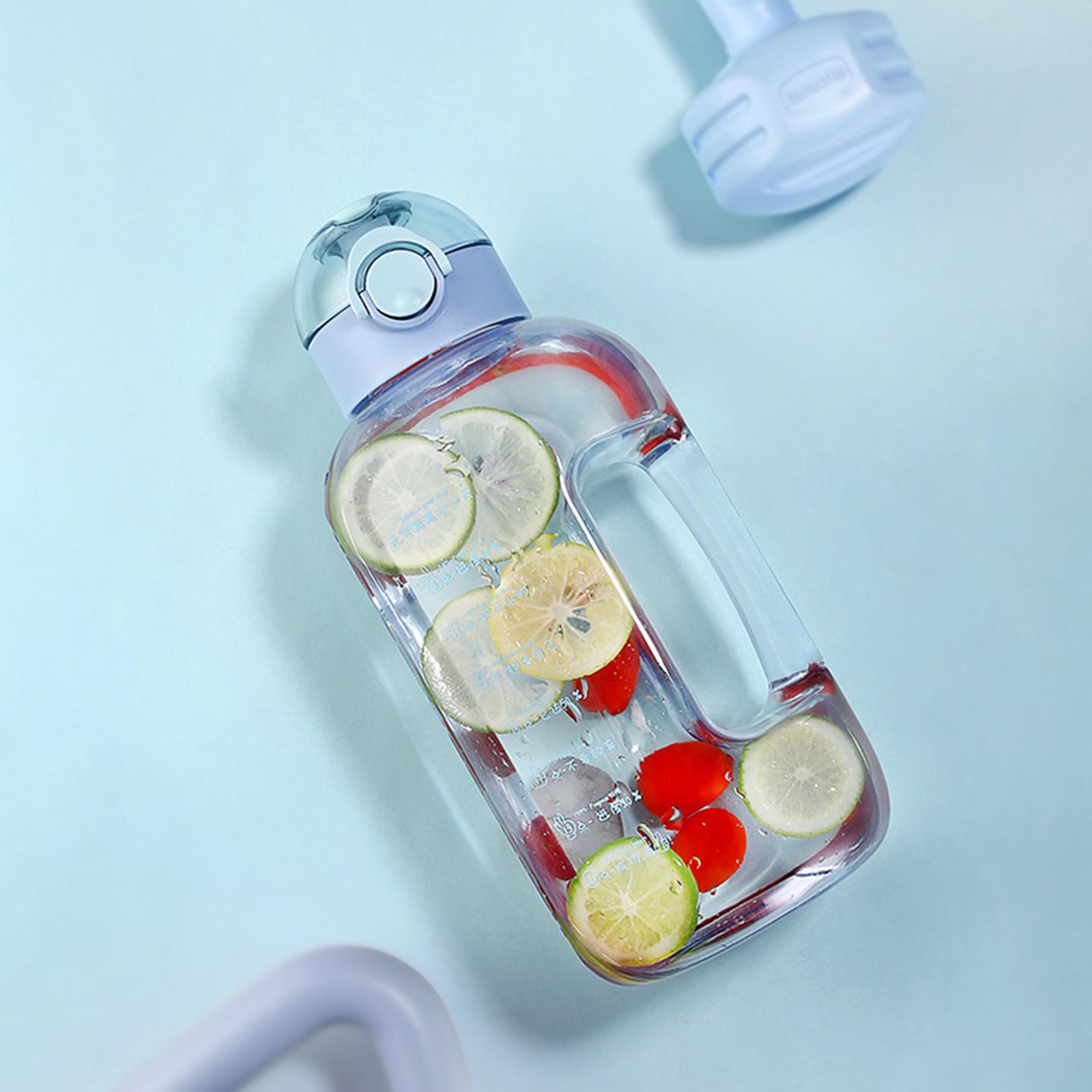 2L Water Bottle with Marker & Straw Large Capacity Water Bottle with Handle Reusable Leakproof Water Jug