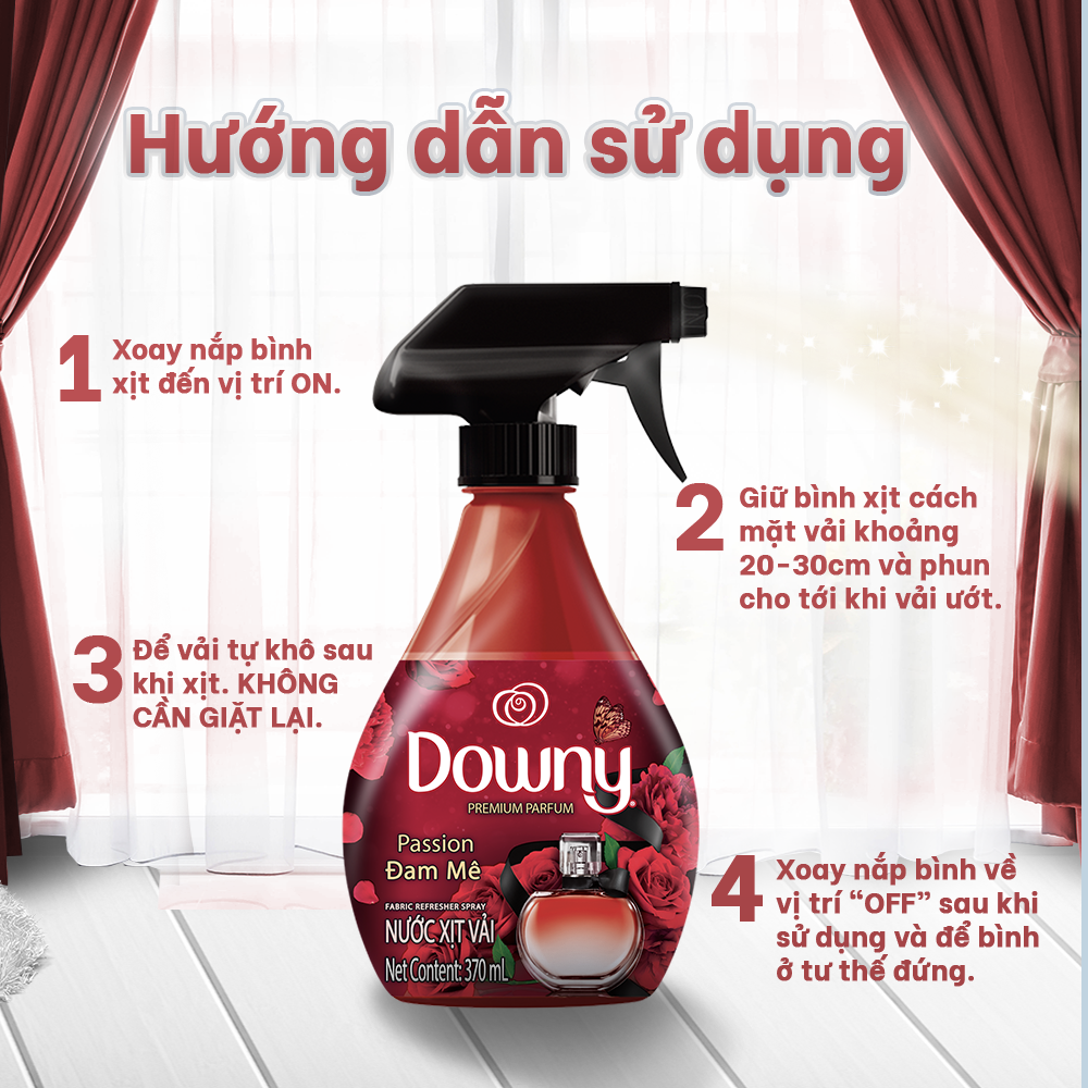 Combo Tiết Kiệm 3 Xịt Vải DOWNY Hương Nắng Mai/Huyền Bí/Đam Mê Chai 370ML x3