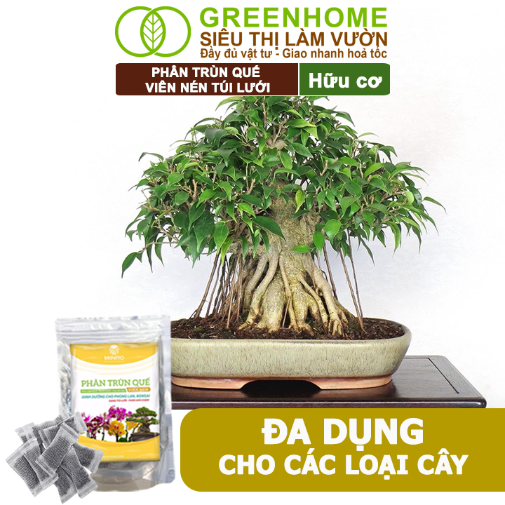 Phân Trùn Quế Viên Nén Greenhome, Lavamix, Túi lưới, Dinh Dưỡng Hữu Cơ, Không Mùi, Tốt Cho Lan, Bonsai, Rau