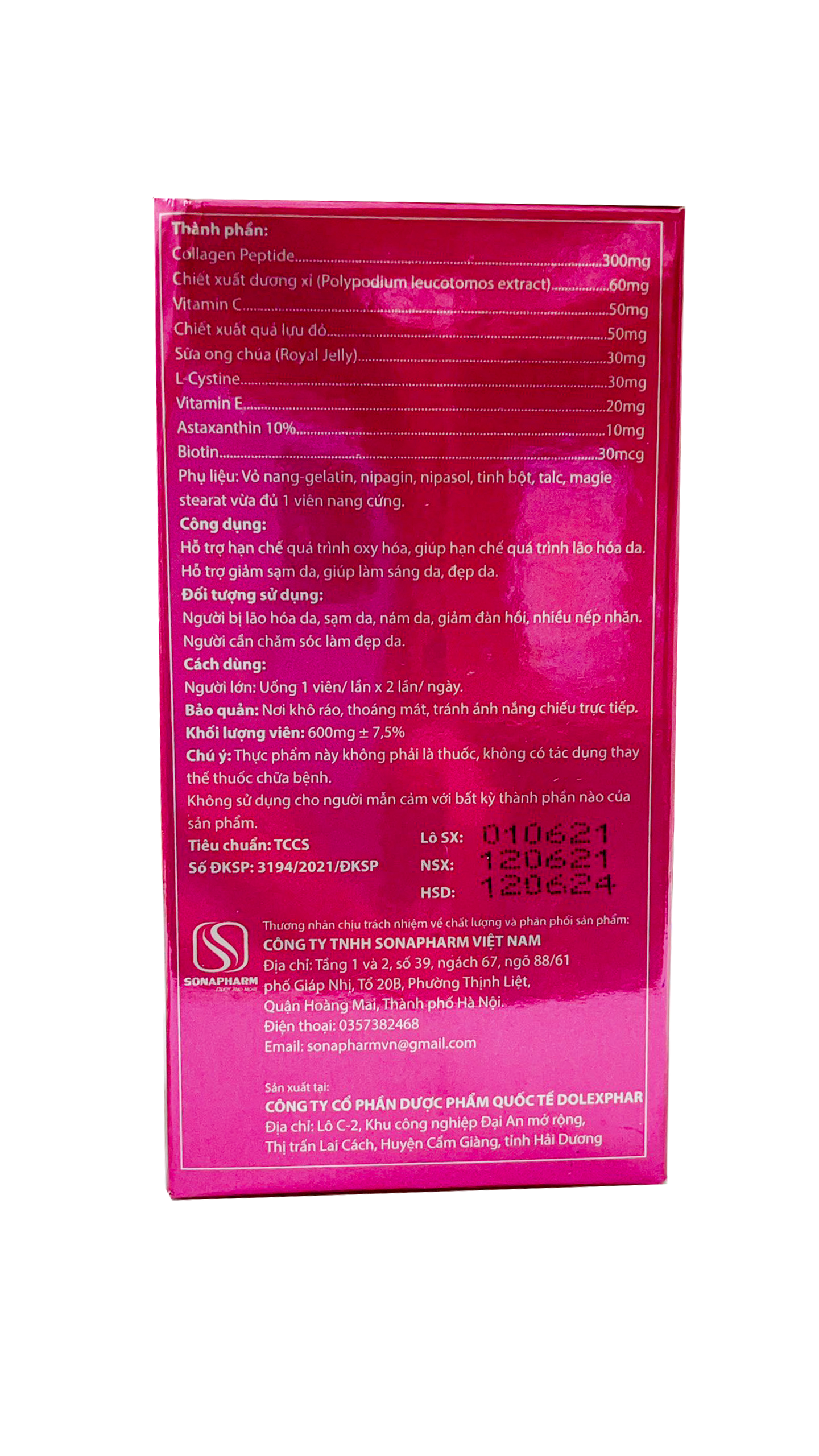 Viên Uống Bổ Sung Collagen Giảm Sạm Da Giảm Da Nhăn Làm Sáng Da Đẹp Da SonaCozen - Hộp 30 viên