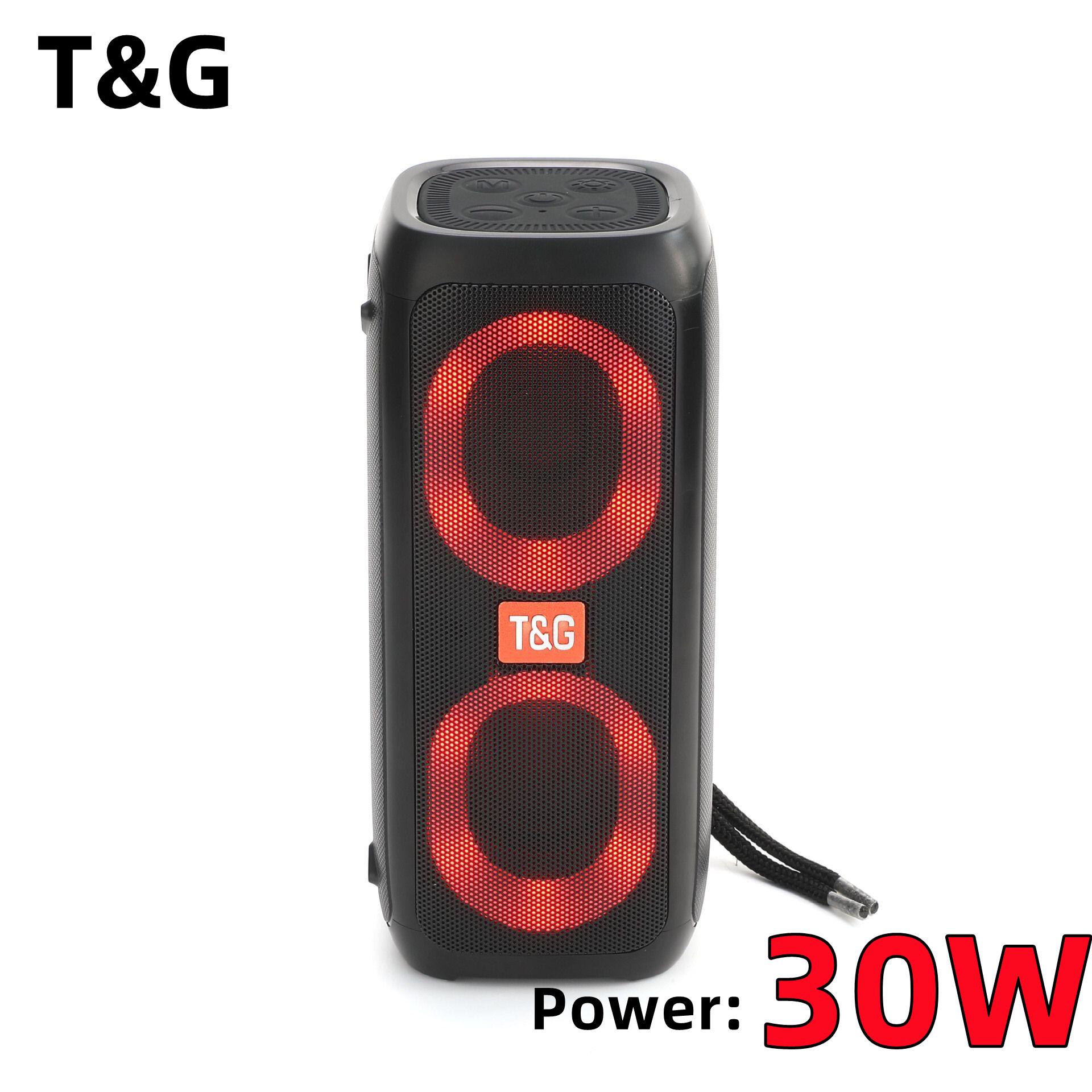 TG333 Loa bluetooth không dây công suất 30W thẻ loa kép loa siêu trầm ngoài trời Đèn nhiều màu RGB với đài FM caixa de som Màu sắc: đen