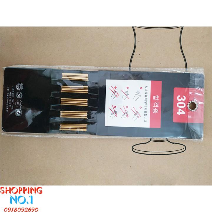 SET 5 ĐÔI ĐŨA INOX 304 KHẮC LOGO HOA VĂN CAO CẤP - INOX304