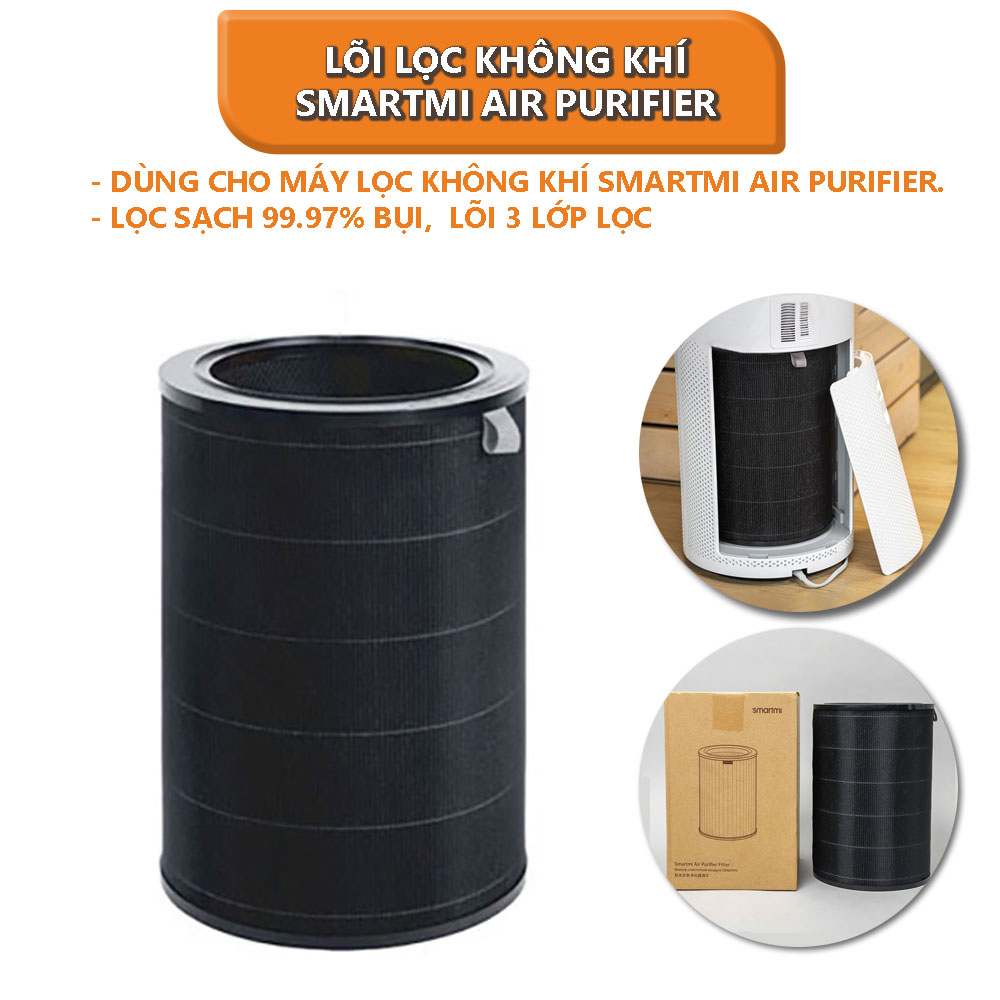 Lõi lọc không khí cho máy Lọc không khí Xiaomi Smartmi Air Purifier - Đen - Hàng chính hãng