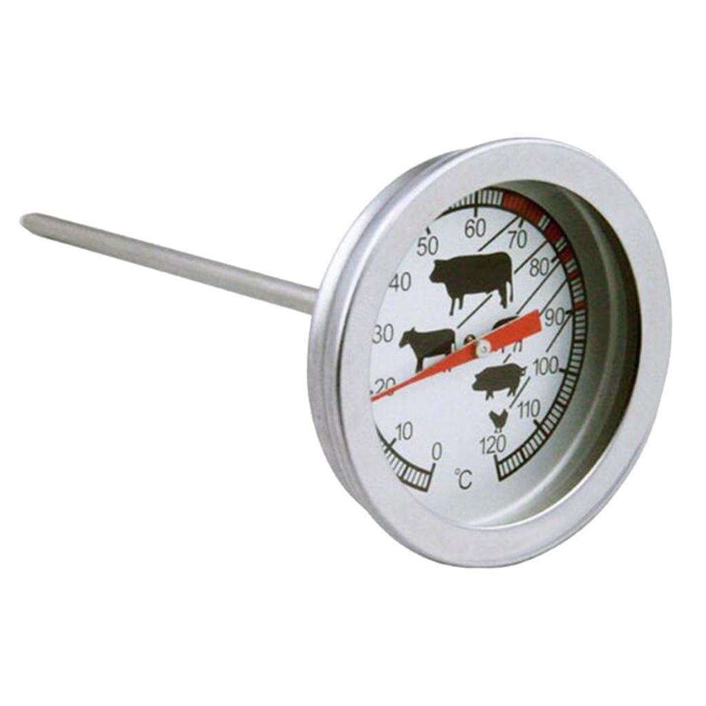 2Pieces Dial Thermometer Probe-Type Coffee Milk Drinks BBQ Meat