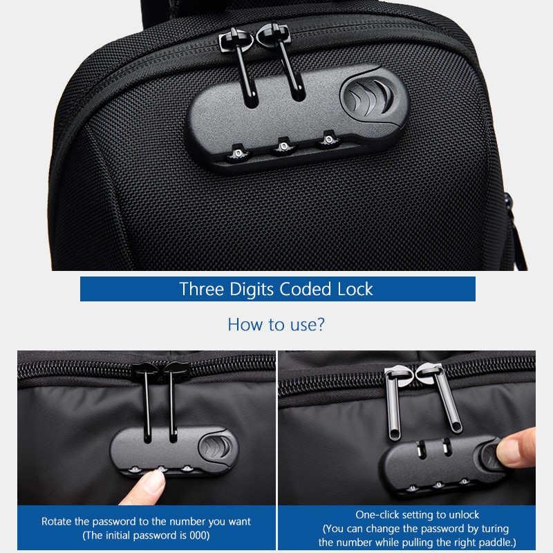 Túi đeo aquadew không thấm nước chống trộm có cổng USB thời trang nam