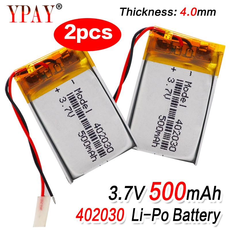 2 chiếc Pin Li-ion Lipo dung lượng cao 402030 3.7v 500mAh Pin sạc Lithium Li-Po Polymer cho Bluetooth GPS MP3 MP4 Màu sắc: 2 chiếc