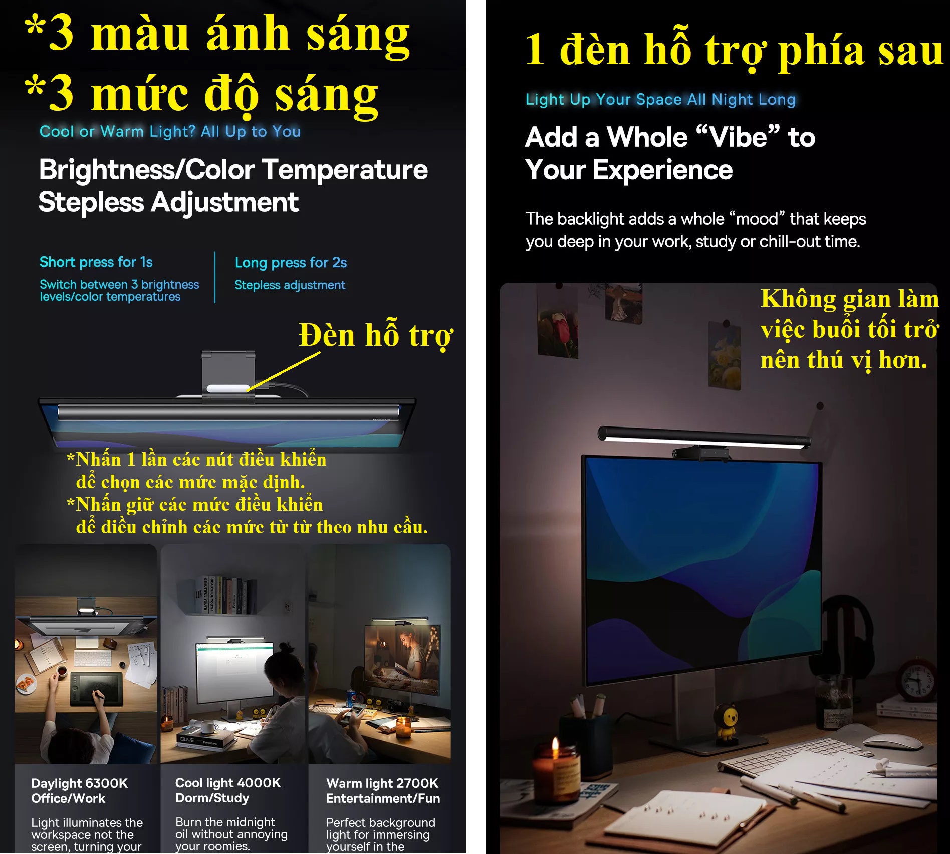 Đèn treo màn hình Baseu USB Asymmetric Light Source i-wok2 Series BS-LT004 _ Hàng chính hãng