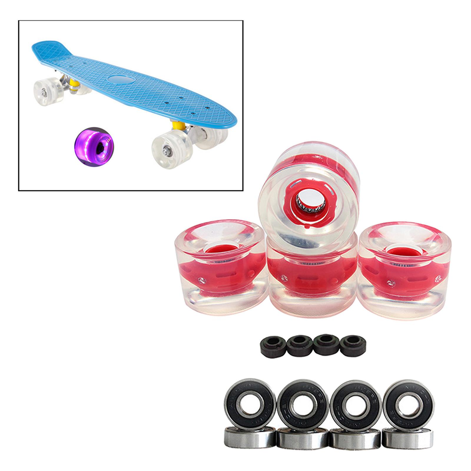 4 Pcs Light Up Roller Skate Wheels, Outdoor Luminous Skateboard Big Wheels for Skating & Skateboard