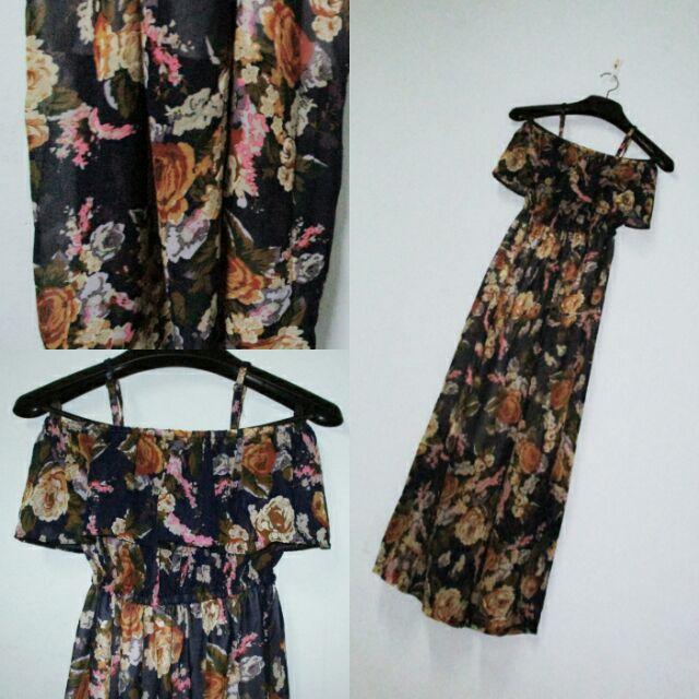 Hd01_Đầm maxi 2 dây nhúng bèo hoa cúc thanh lịch_Sun Garden