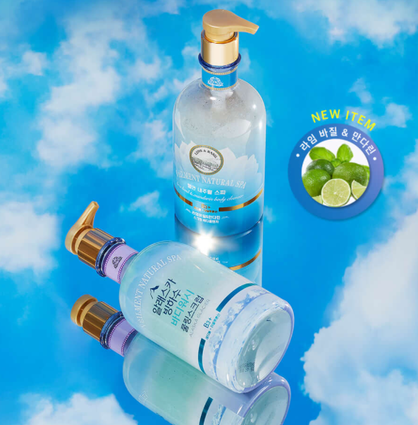 Sữa tắm On the Body Veilment Natural Spa hạt dưỡng ẩm và làm sáng da - hương Lime Basil Mandarin 600gr