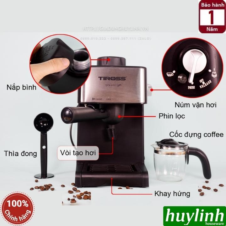 Máy pha cà phê Espresso Tiross TS621 - Max 4 bar - 800W - Hàng chính hãng