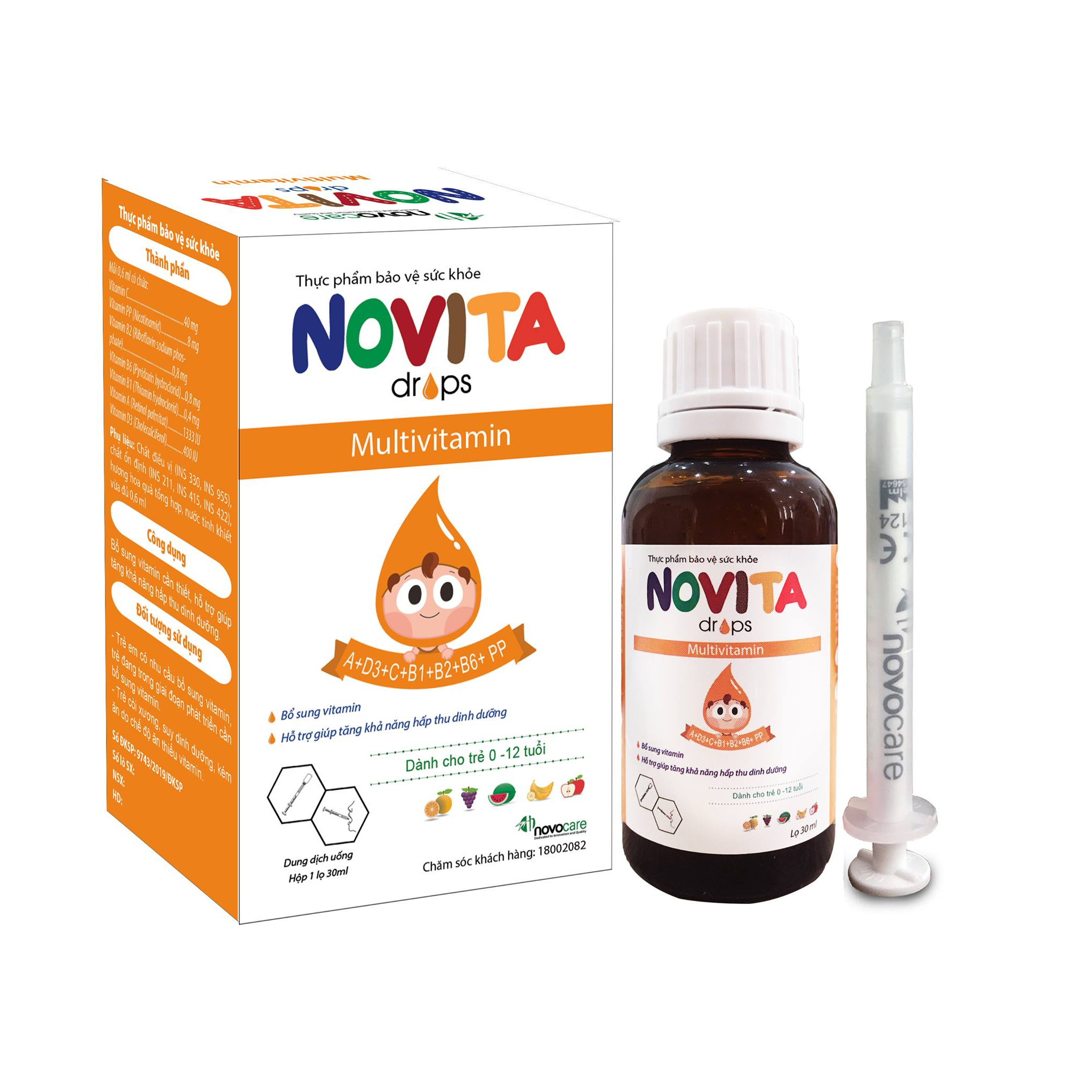 VITAMIN THIẾT YẾU cho trẻ từ 0 tháng tuổi - NOVITA DROPS- Dạng NHỎ GIỌT hàm lượng cao, phù hợp cho trẻ biếng ăn, chậm lớn, còi xương, suy dinh dưỡng, hay ốm vặt