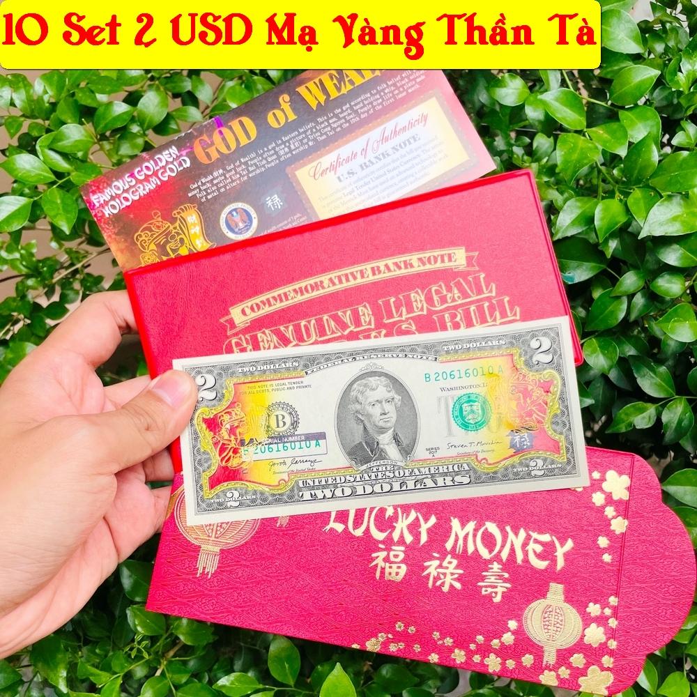 Bộ Quà Tết tờ 2 USD in Thần Tài Vàng tài lộc, quà tặng ý nghĩa - bao da đỏ VỚI THIẾT KẾ SANG TRỌNG VÀ MANG LẠI SỰ MAY MẮN