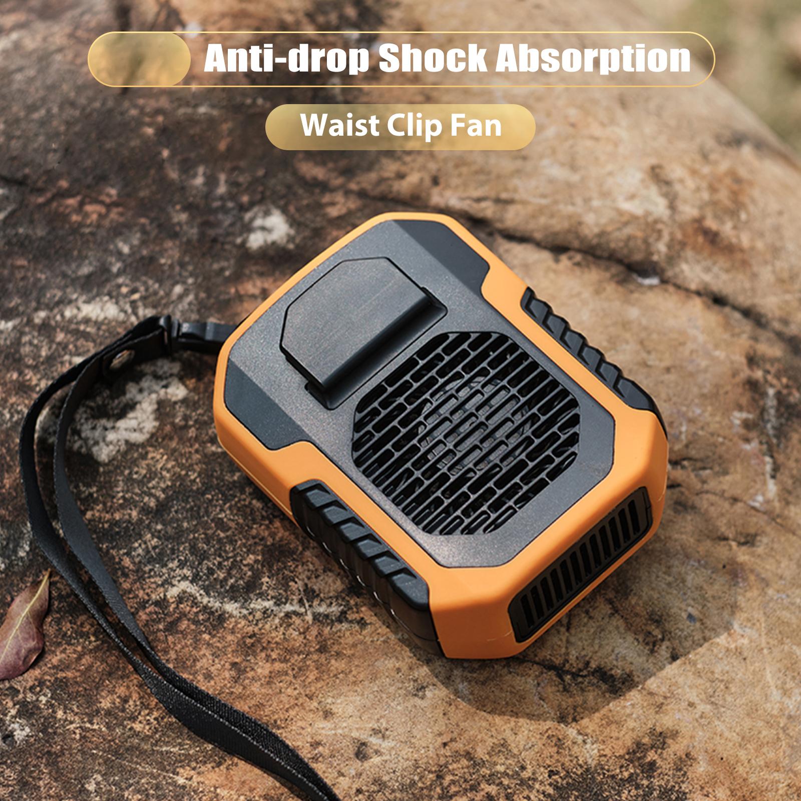 Mini Waist Clip Fan With 6000mah Battery Hands-Free Wearable Necklace Fan 3 Speeds Fan Belt Fan Emergency Power Bank