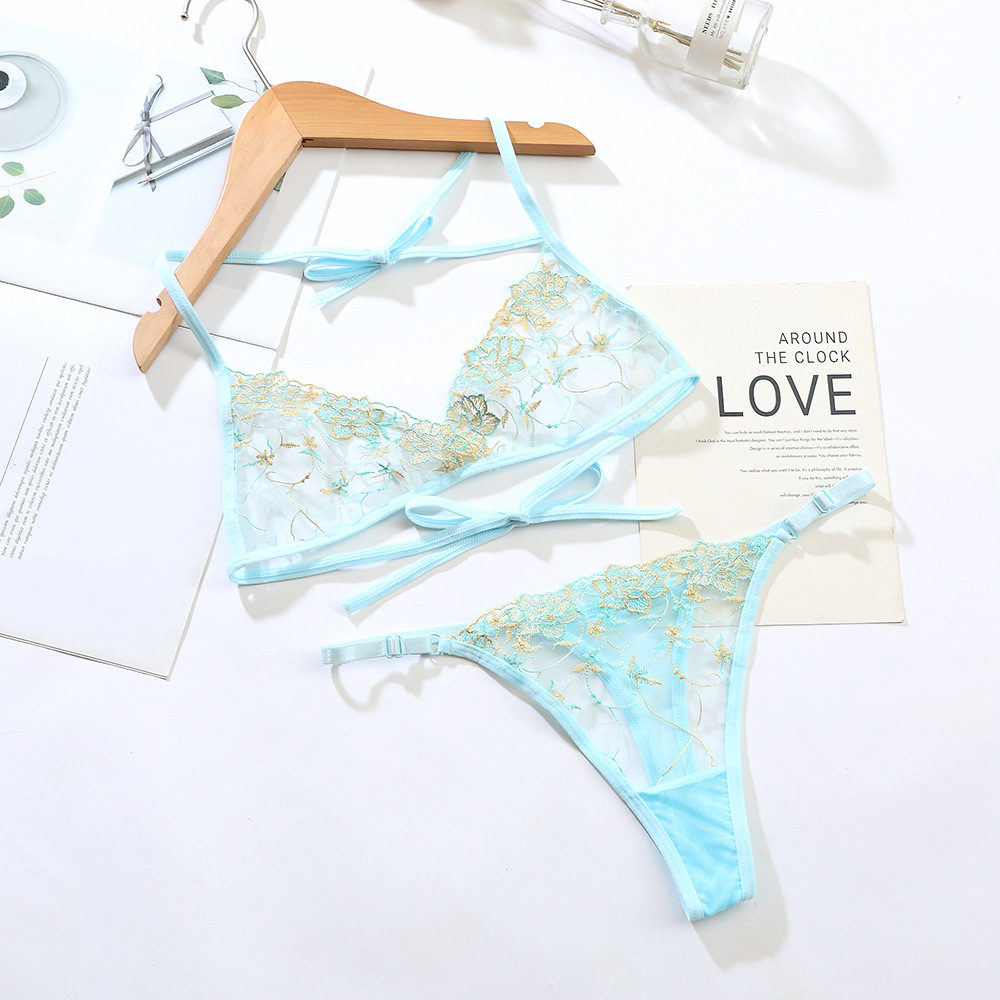 Bồ đồ lót, Set nội y ren xuyên thấu, không gọng mỏng, nhẹ, thêu hoa đầy nữ tính và gợi cảm LYEB024