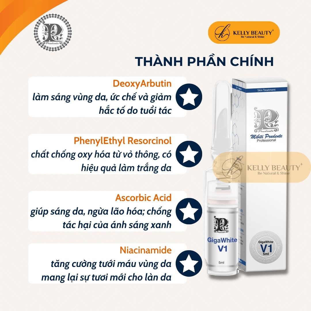 Kem Dưỡng Mibiti Prudente Gigawhite V1 - Khử Thâm, Dưỡng Hồng Cô Bé; Trẻ Hóa Và Giảm Nếp Nhăn - Kelly Beauty