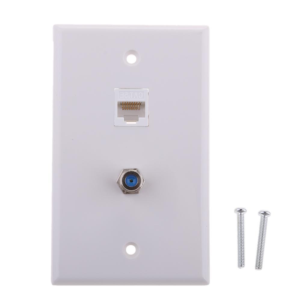 3 Pcs Coaxial F Connector Ethernet Network  Wall Plate Socket Outlet