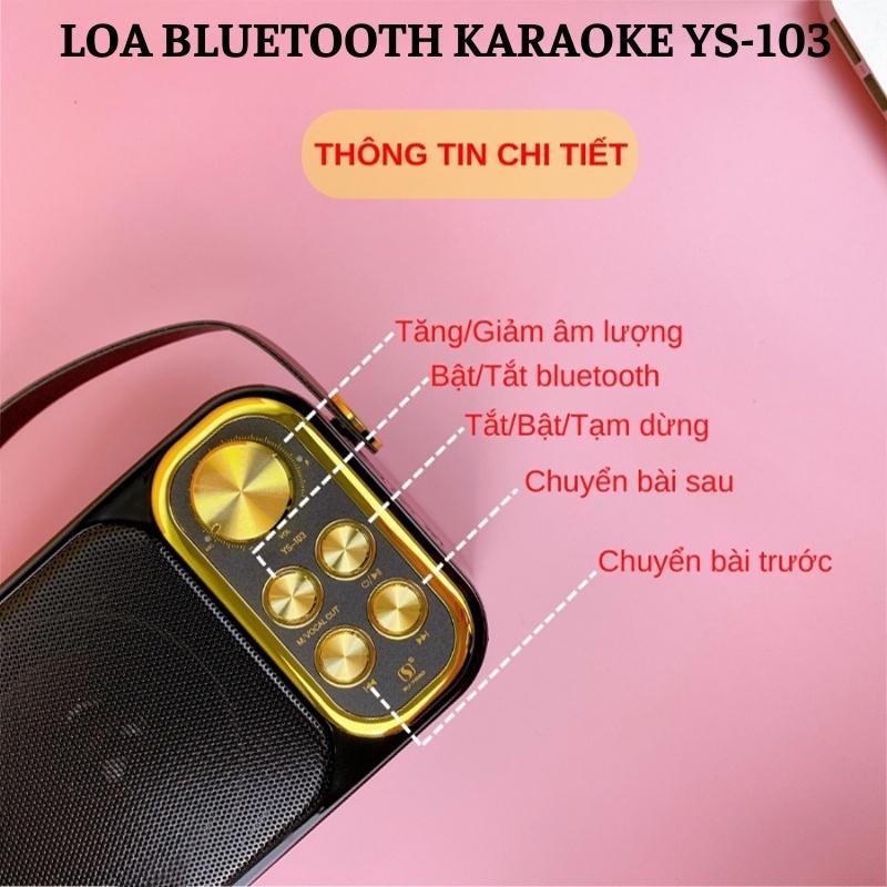 Loa Karaoke Bluetooth Mini YS-103 Kèm 1 Micro Không Dây Công Suất 5W Âm Thanh Siêu Hay-Loa Karaoke Mini Bluetooth