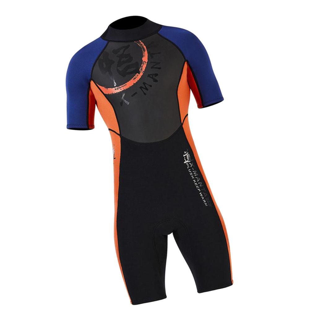 Men 1.5mm Diving Wetsuit One-Piece Short Sleeve Wet Suit Jumpsuit Shorts