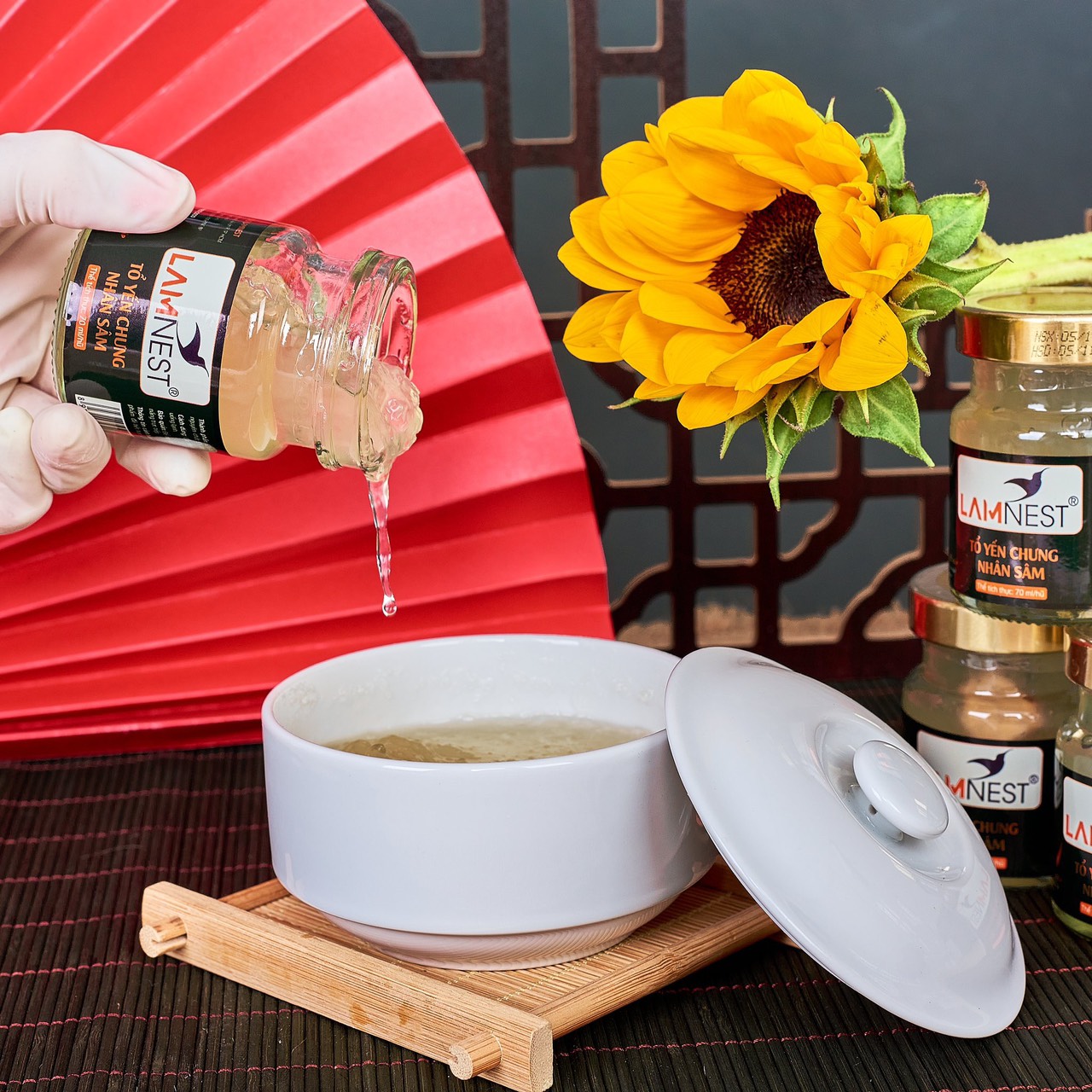 Combo 3 hủ yến chưng NHÂN SÂM 28% yến ĐẬM ĐẶC bổ dưỡng - Lamnest