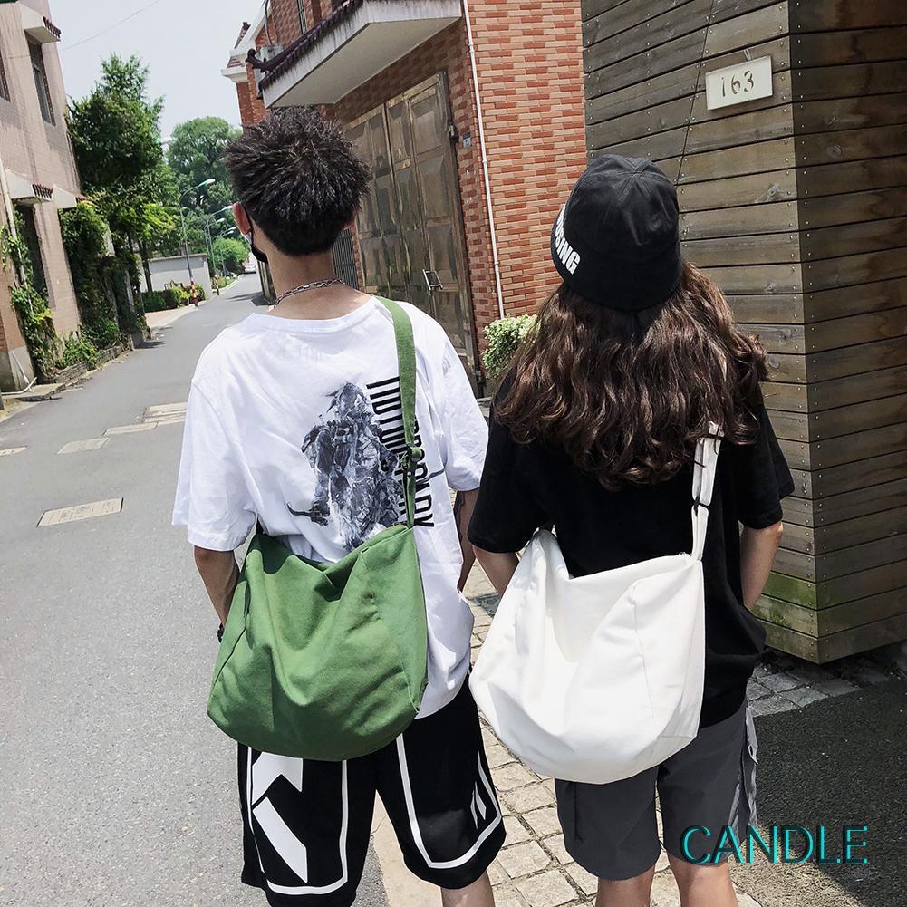 Túi Đeo Chéo Canvas Cỡ Lớn Màu Trơn Thời Trang Cho Nam Nữ