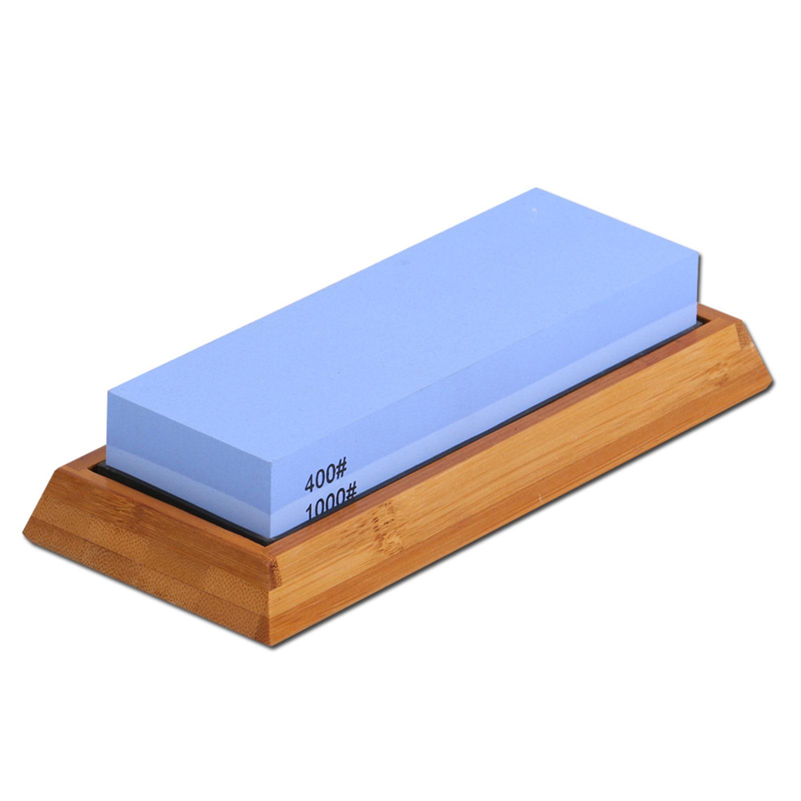 Bộ đá mài 2 mặt giá đỡ bằng silicon giá tre dao mài da, dao cạo da, sáp đánh bóng màu xanh lá cây và thanh dẫn góc