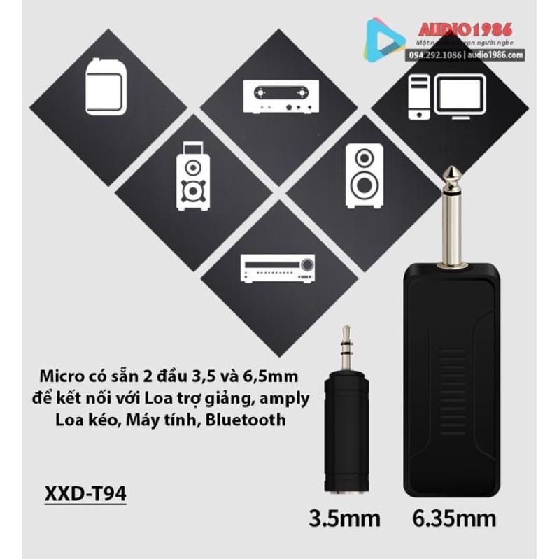 Micro không dây XXD-T94 2 mic nói song song kết nối amply loa kéo loa trợ giảng sân khấu