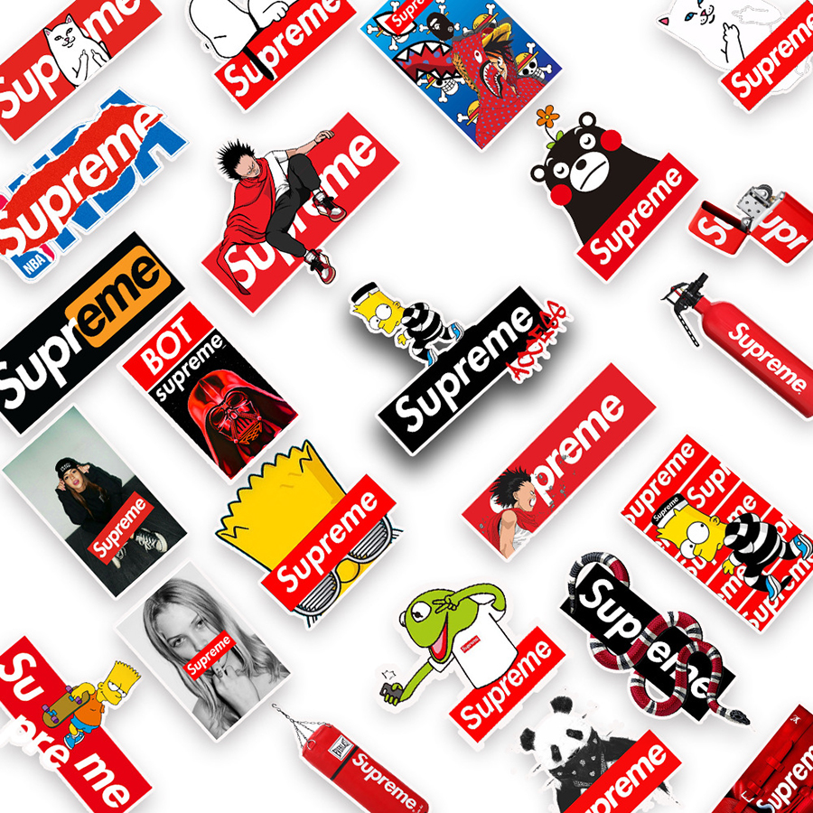 Bộ 50 Miếng Dán Sticker Supreme Hoạt Hình