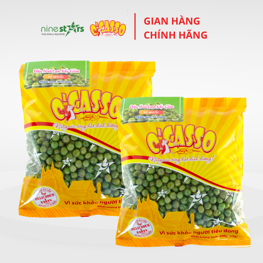 2 gói Đậu Hòa Lan Sấy Giòn Vị Muối O'Casso 300g