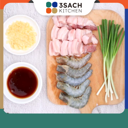 Tôm Rim Ba rọi 3S khay 400gr - Nguyên liệu đã được sơ chế