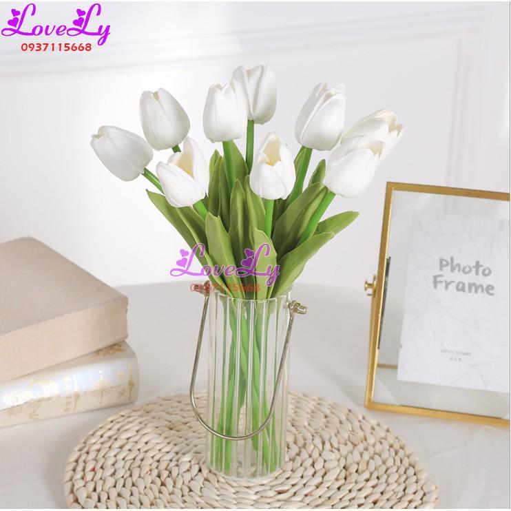 Hoa giả - Hoa Tulip cao su giả như thật decor trang trí nhà cửa