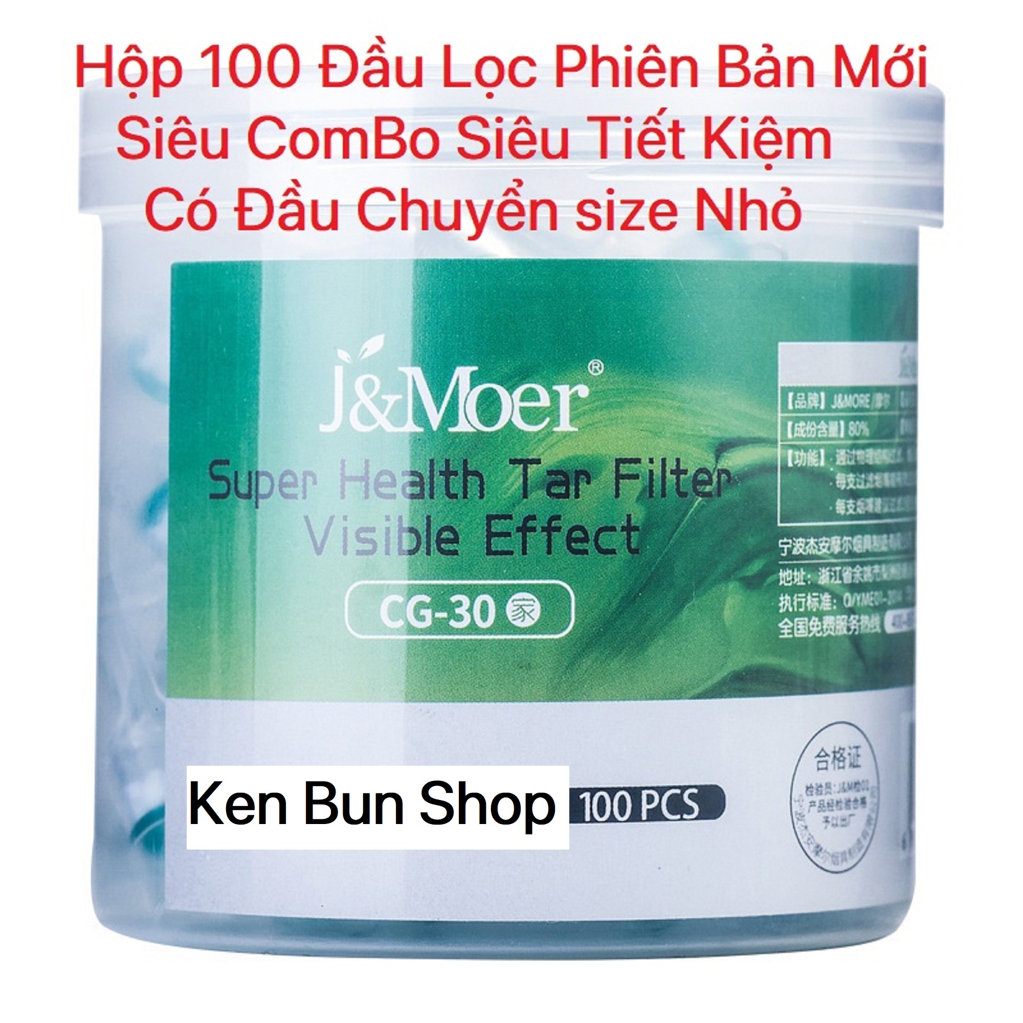 Hộp 100 Đầu Lọc Bảo Vệ Sức Khoẻ Có Đầu Chuyển Loại Thông Thường Sang Nhỏ