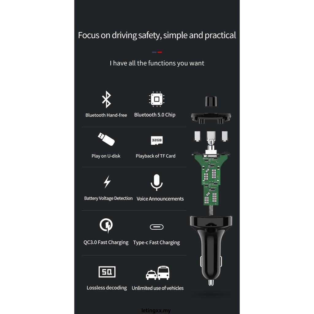 Thiết Bị Truyền Tín Hiệu Fm Bluetooth Không Dây Hỗ Trợ Thẻ Nhớ Tf Cho Xe Hơi
