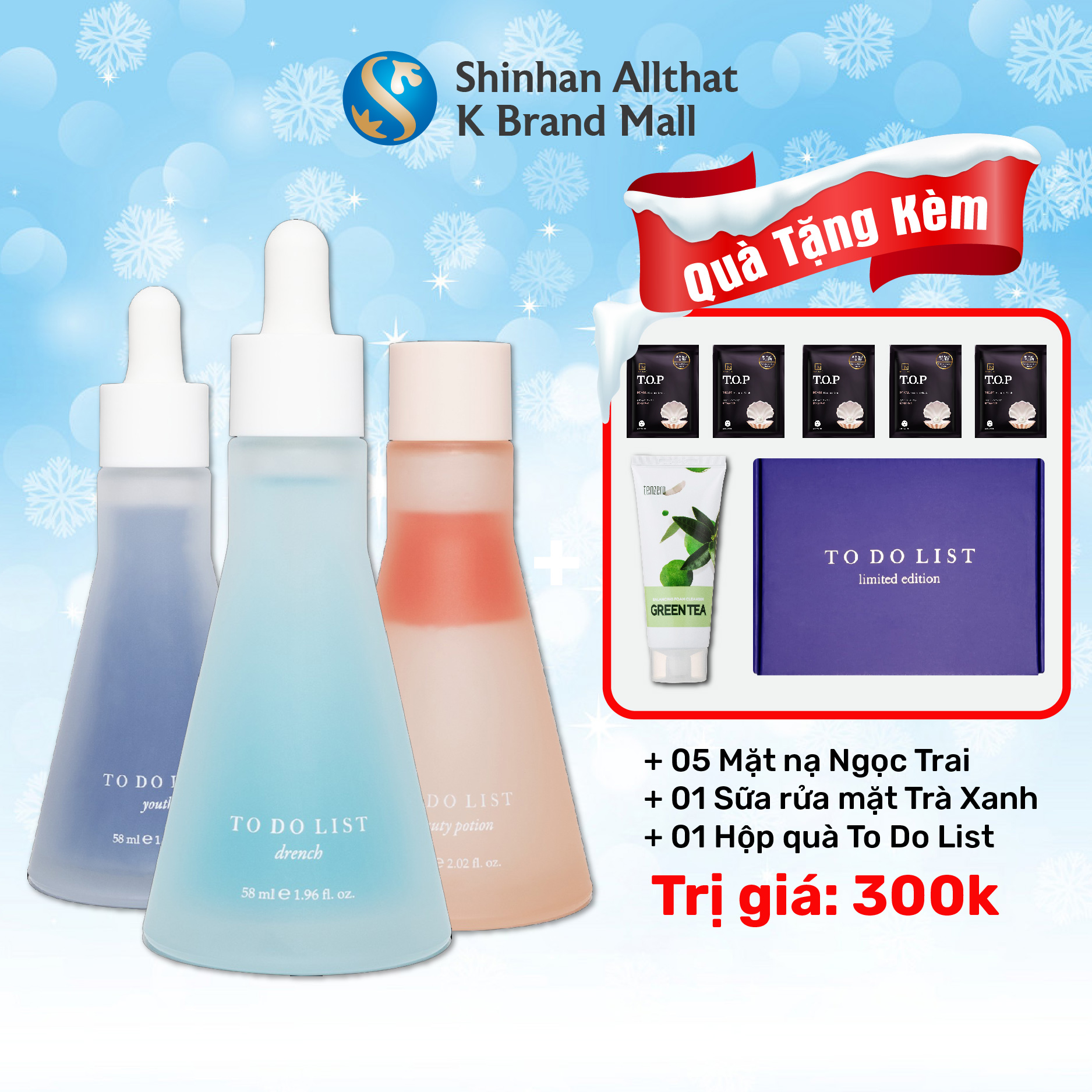 Bộ 3 tinh chất hỗ trợ giảm mụn, dưỡng da phục hồi, dưỡng ẩm To Do List