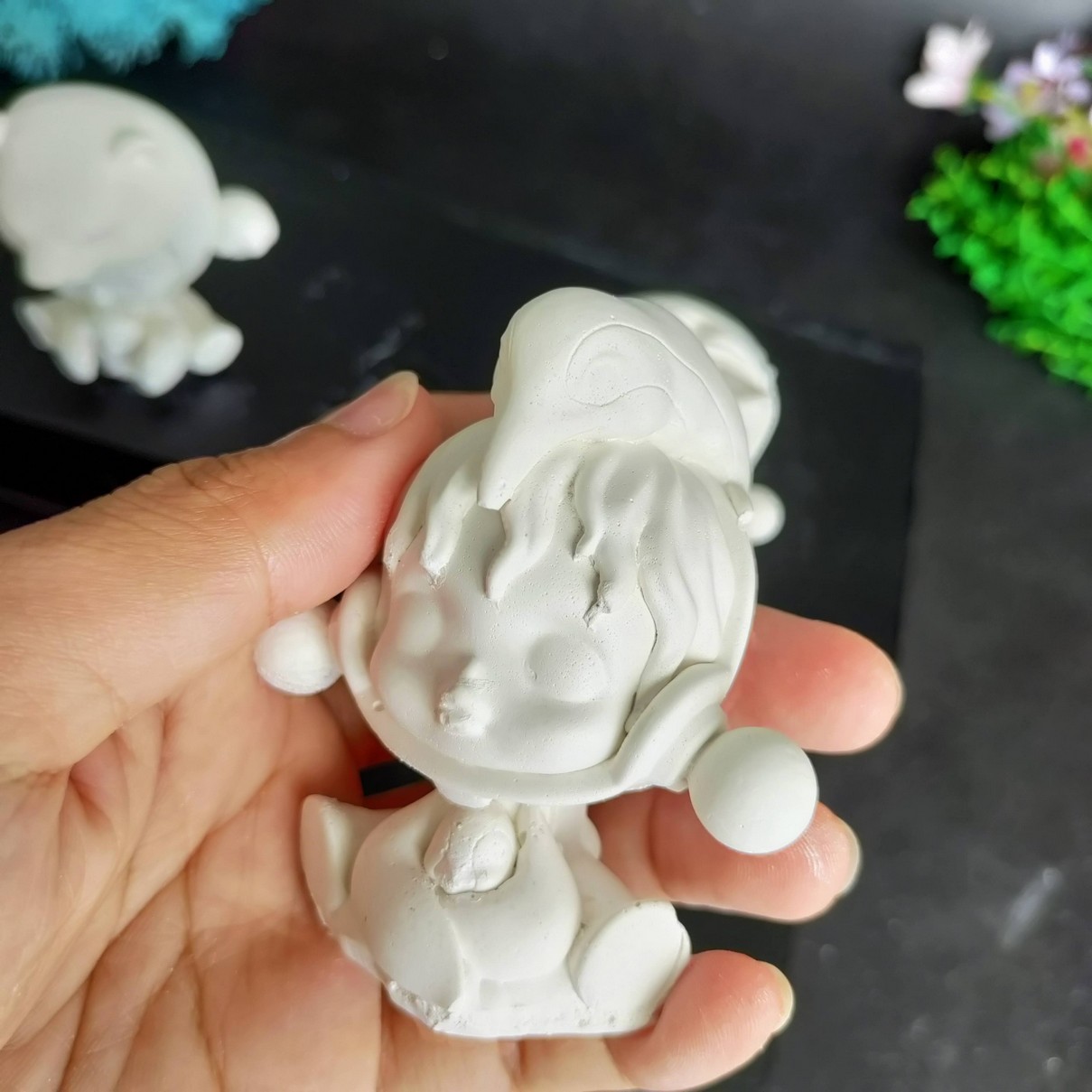 Tượng tô màu, SET 5 MẨU  SKULLPANDA 3D, size S, tượng thạch cao Trắng Đẹp Mịn