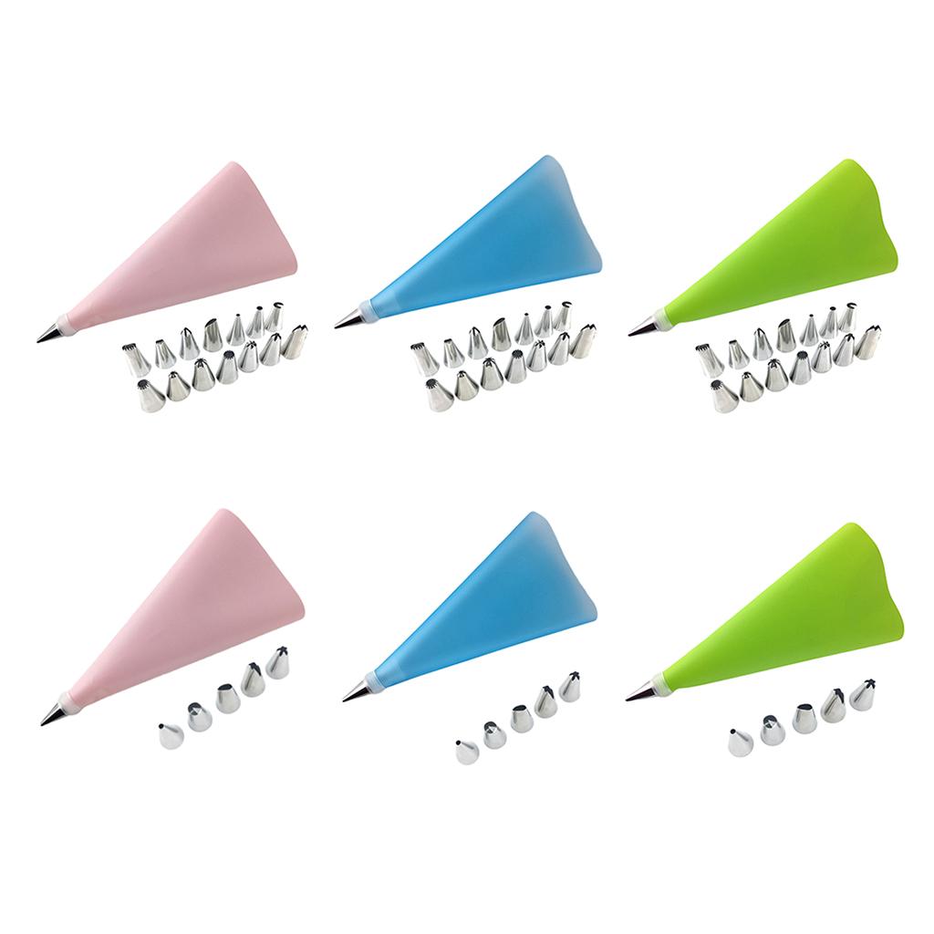2Set Piping Pastry Bag Stainless Steel Nozzles Cake Decor DIY Tools Set