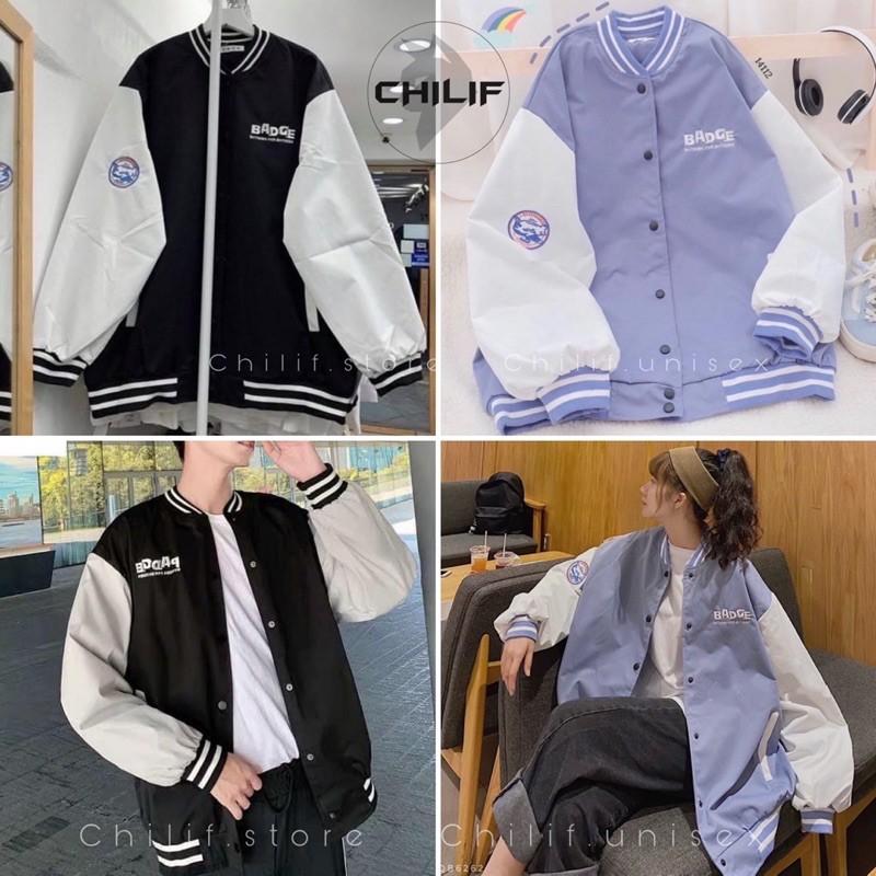 Áo khoác BOMBER BADGE màu Đen/ Xanh Unisex Cực đẹp