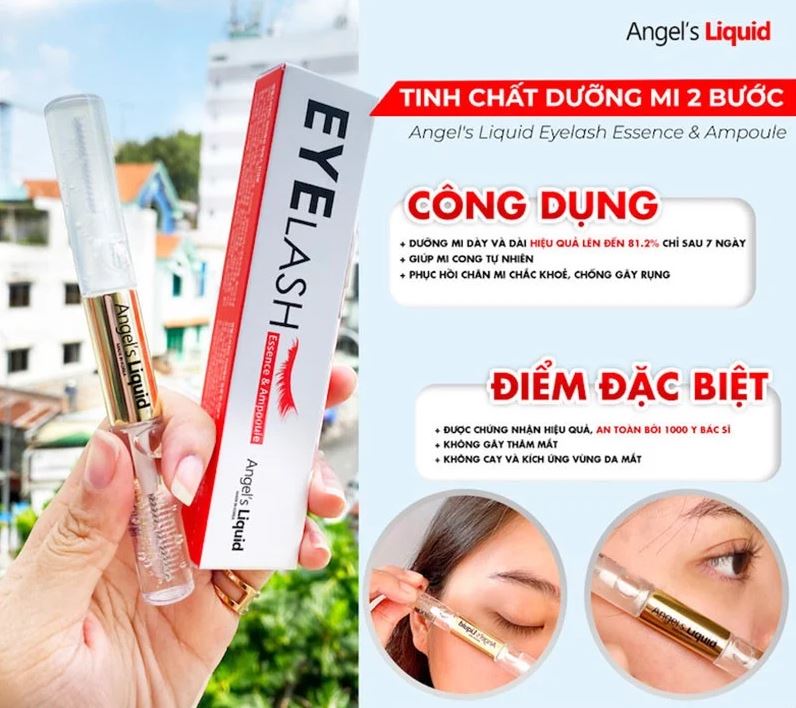 Tinh Chất Dưỡng Mi Dày Và Dài 2 Bước Angel's Liquid Eyelash Essence &amp; Ampoule