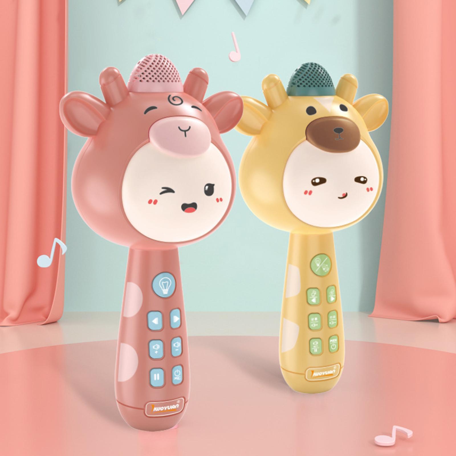 Portable Wireless Bluetooth Karaoke Pause to Continue Change Sound for Kids pink