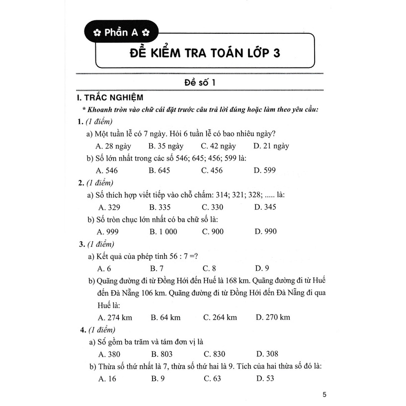 Bộ Đề Kiểm Tra Môn Toán Lớp 3 (Dùng Kèm SGK  Kết Nối Tri Thức Với Cuộc Sống)