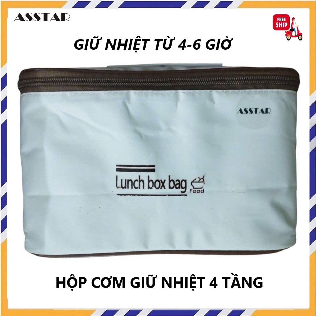 Hộp Cơm Giữ Nhiệt 4 Ngăn 2080ml Phong Cách Nhật, Hộp Đựng Cơm Cao Cấp, Giữ Nhiệt 4-6 Tiếng - Hàng Chính Hãng