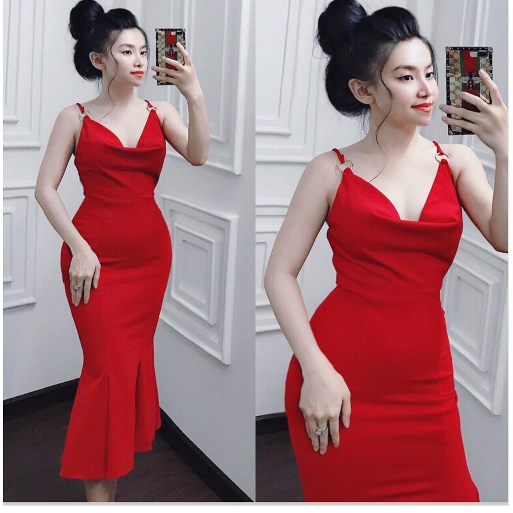 ĐẦM BODY CỔ ĐỔ ĐUÔI CÁ