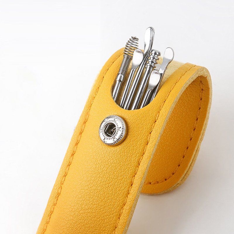 Bộ Dụng Cụ Ngoáy Tai Lấy Ráy Tai 6 MÓN Cao Cấp Bao da