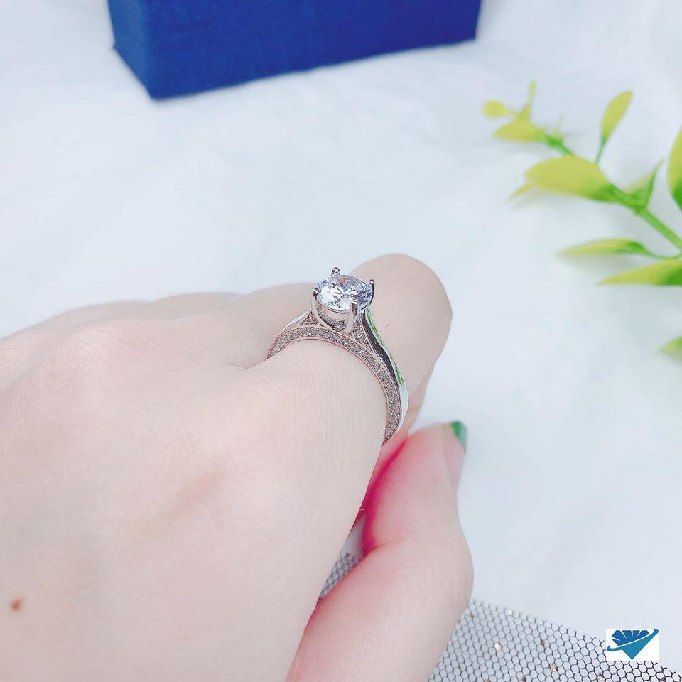 Nhẫn bạc Ý cao cấp si bạch kim MS295