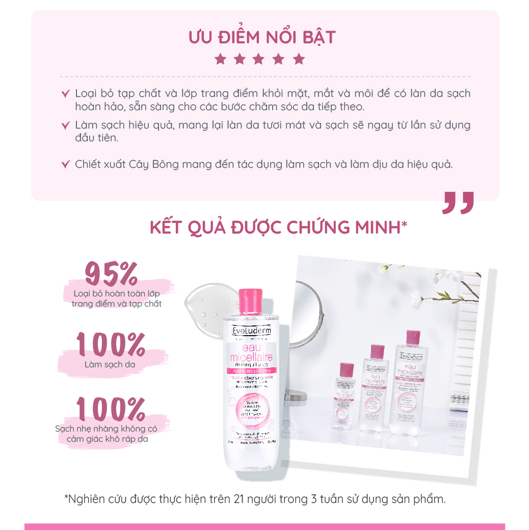 Nước tẩy trang Evoluderm Micellar Cleansing Water 250ml