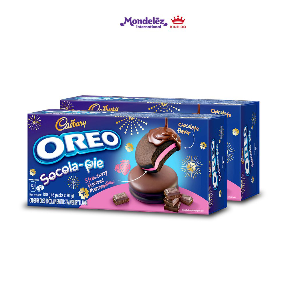 Combo 2 Hộp Bánh OREO Socola Pie vị dâu 2x180g