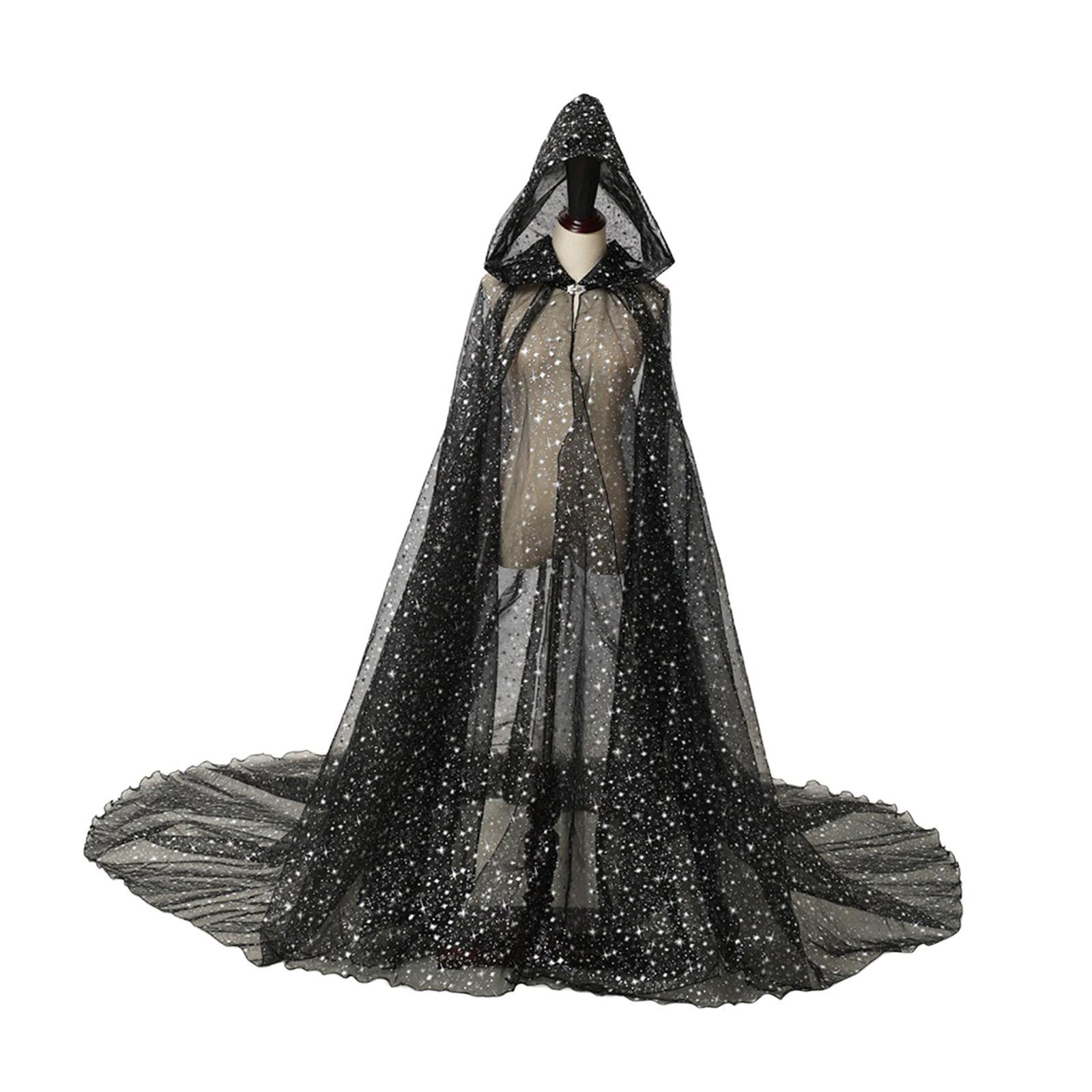 Hooded Cloak for Women Bridal Hooded Cloak Shiny Washable for Adults Soft Durable Costume Wedding Cape Tulle Cape