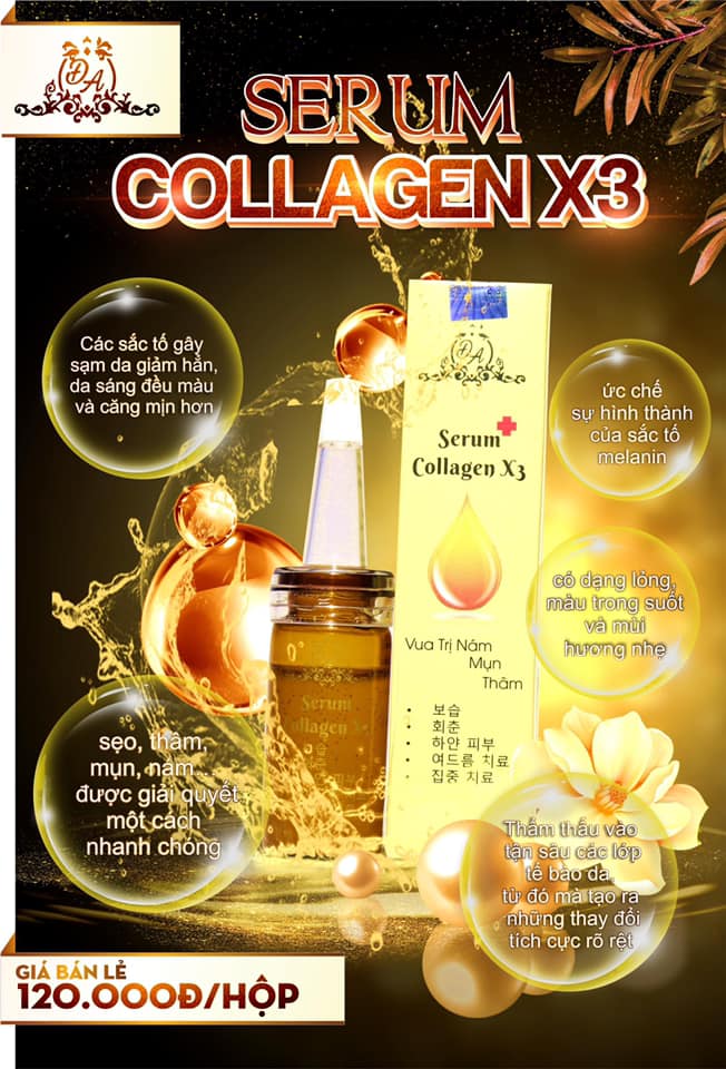 Serum Nám Collagen X3 Dưỡng Ẩm Trắng Da Mờ Thâm Nám Mỹ Phẩm Đông Anh Chính Hãng 20ml
