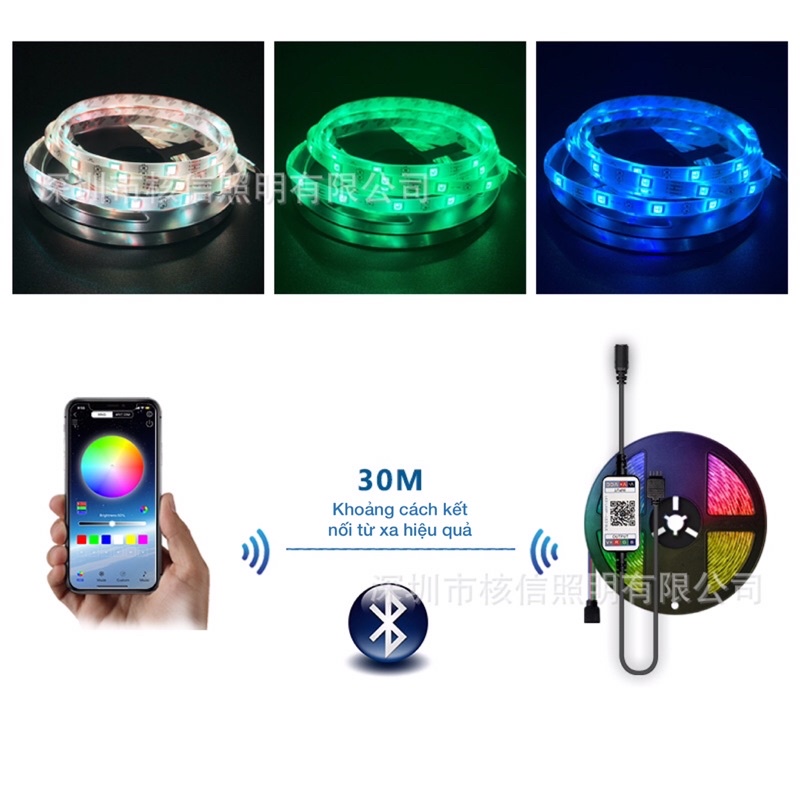 Cuộn dây đèn Led 5050 RGB 16 triệu màu điều khiển qua APP, nhấp nháy theo nhạc quẩy Tiktok