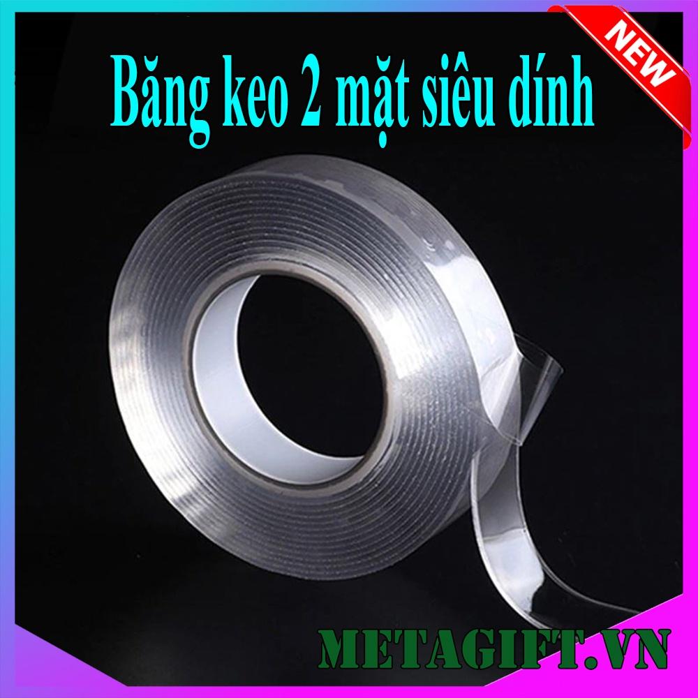 Băng keo 2 mặt, băng dính 2 mặt siêu dính hai mặt silicon trong suốt dán tường đa năng dài 3m